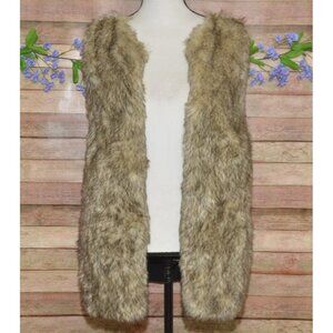 Signature Studio Ladies Brown Faux Fur Open Front Sweater Vest Jacket Size L